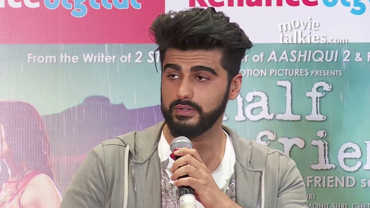 Arjun Kapoor talking at a press event